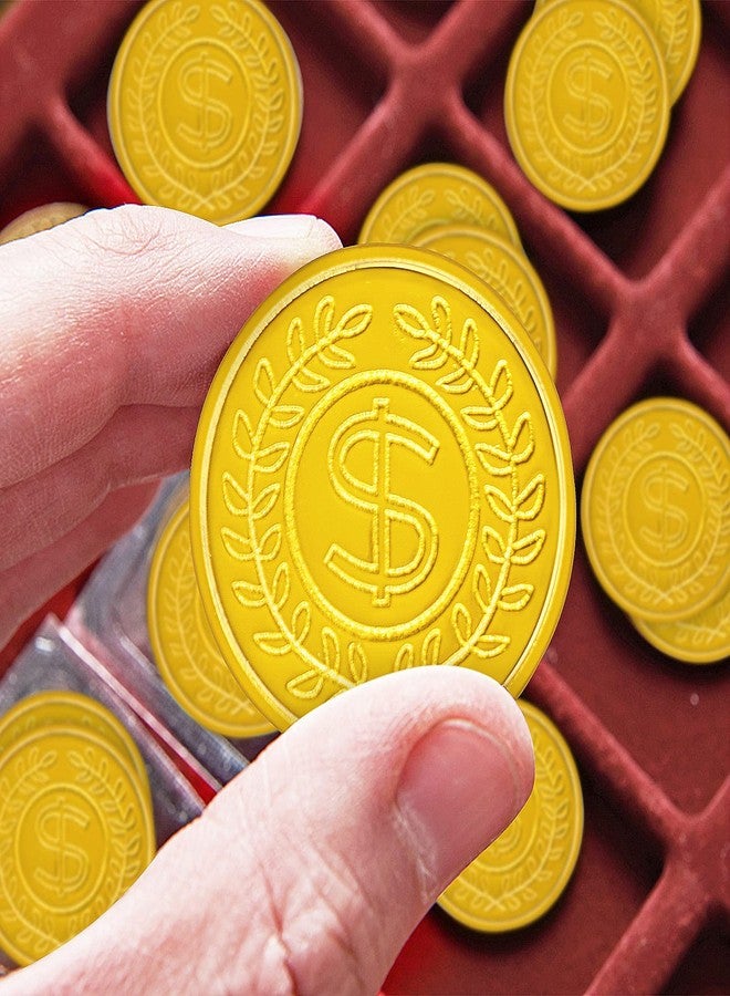 SpinLaLa 100 Count Plastic Gold Coins Set, Pirate Treasure Gold Play Coins for Party Theme Props Decorations, Lucky Draw Games Treasure Hunt - Image 4